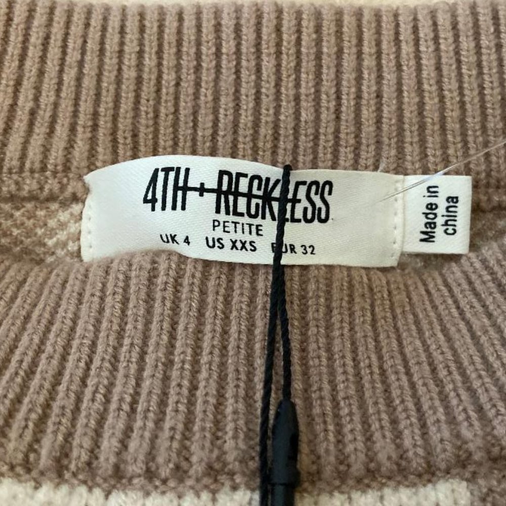 4th & Reckless Women's Nude Houndstooth Knitted, Size XXS  - New with Tags - Picture 4 of 6